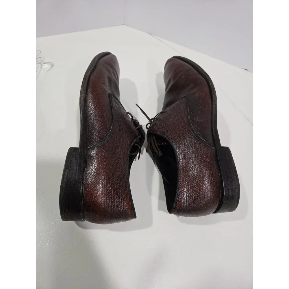 Salvatore Ferragamo Studio Brown Pebbled Leather Oxford Lace-Up Shoes 9 SB7